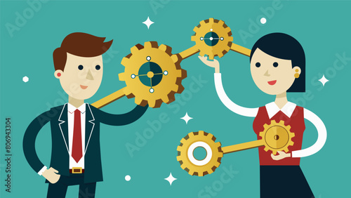 Taking old watch gears and repurposing them into unique cufflinks a sustainable jeweler showcases their creativity and commitment to sustainability.. Vector illustration