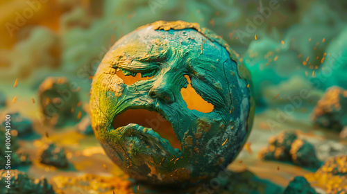  a  globe with a distressed expression
