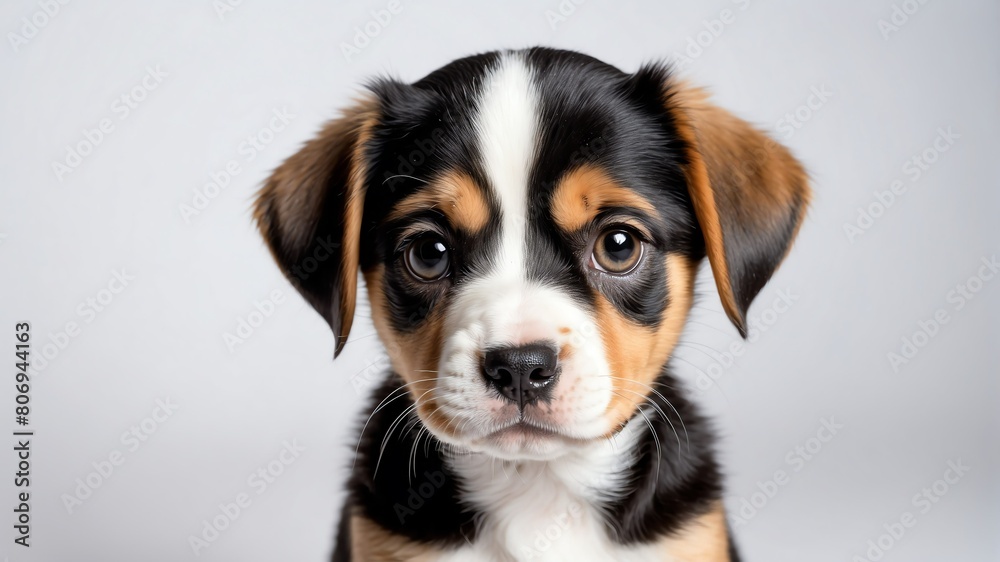 cute puppy dog studio portrait on plain white background from Generative AI cute puppy dog studio portrait on plain white background from Generative AI