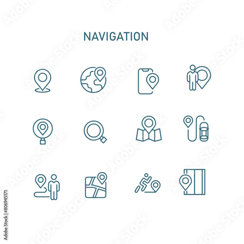 Navigation line vector icons set , maps vector icon , location icon