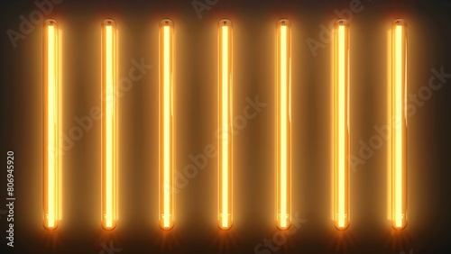 Realistic neon tube lights in golden ivory shades on transparent background. Concept Neon Lights  Golden Ivory  Transparent Background  Realistic  Lighting Effects