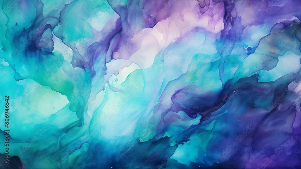 Abstract Colorful Fluid Art Background in Blue and Purple Hues