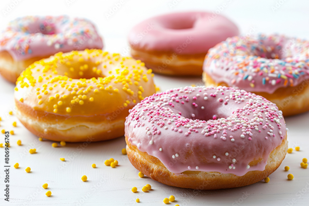 Assorted Doughnuts on Table. Generative AI Assorted Doughnuts on Table. Generative AI