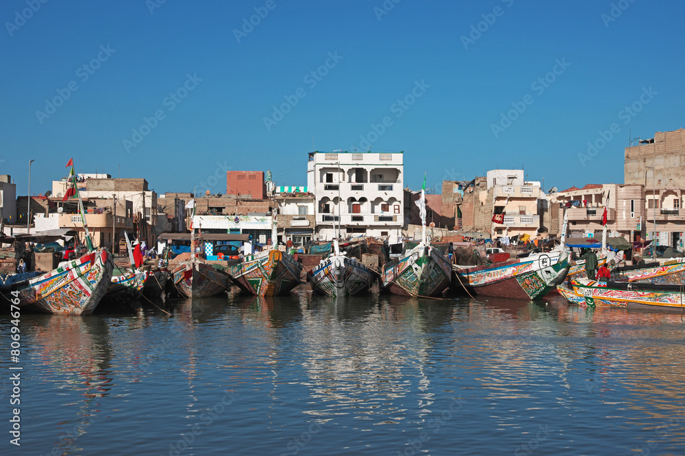Boats in the port of Saint-Louis, Senegal, West Africa