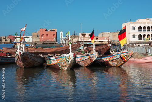 Boats in the port of Saint-Louis, Senegal, West Africa