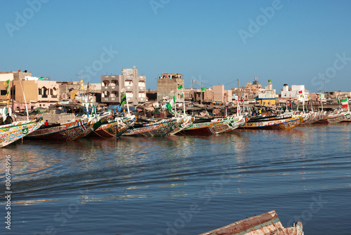 Boats in the port of Saint-Louis, Senegal, West Africa