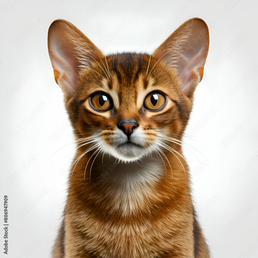 Portrait of a cute abyssinian cat looking at the camera.