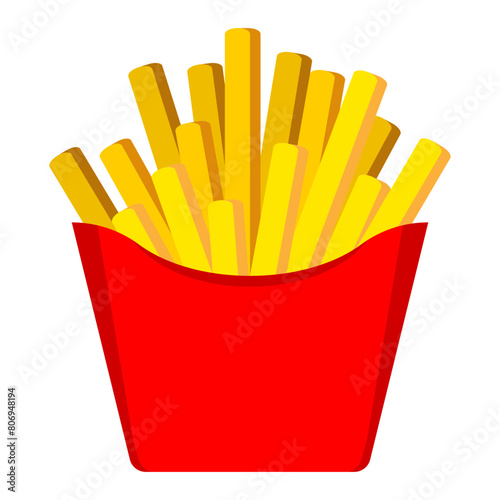 Cartoon french fries. Fast food french fries icon. Fastfood illustration. Vector isolated on white background.