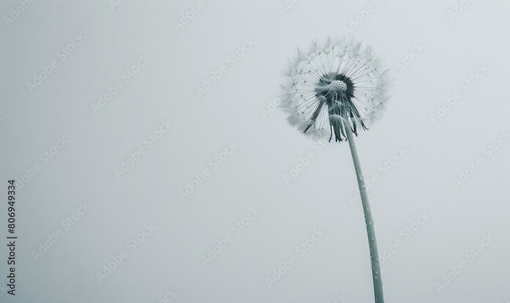custom made wallpaper toronto digitalA white dandelion gracefully poised on a soft white surface