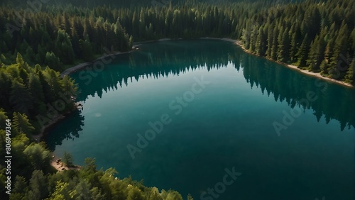 A river and a lake in the middle of green forest and mountains