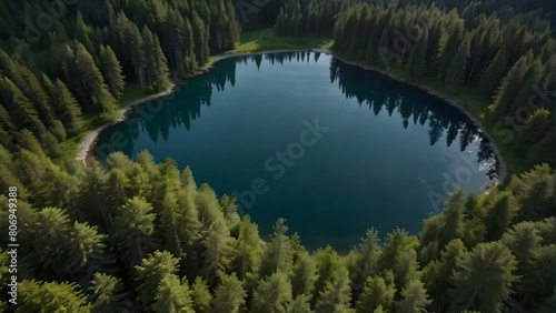 A river and a lake in the middle of green forest and mountains