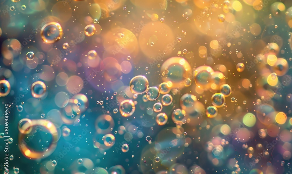 Colored water bubbles and bokeh light, abstract background Colored water bubbles and bokeh light, abstract background