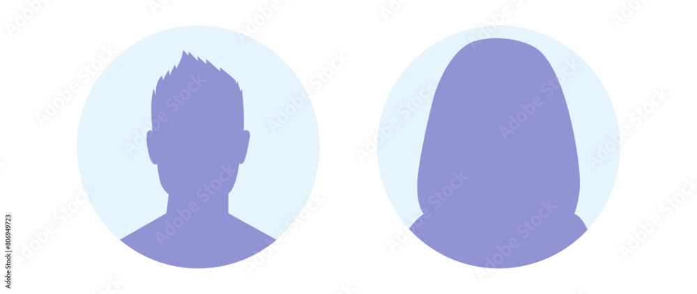 Vector flat illustration in purple-blue gradations. Avatar, user ...