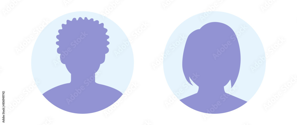Vector flat illustration in purple-blue gradations. Avatar, user profile, person icon, profile picture. Suitable for social media profiles, icons, screensavers and as a template. Vector flat illustration in purple-blue gradations. Avatar, user profile, person icon, profile picture. Suitable for social media profiles, icons, screensavers and as a template.