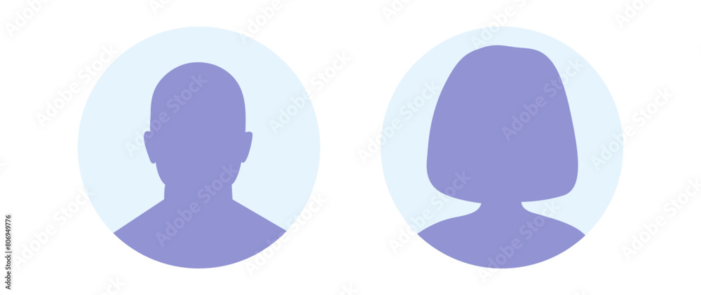 Vector flat illustration in purple-blue gradations. Avatar, user profile, person icon, profile picture. Suitable for social media profiles, icons, screensavers and as a template. Vector flat illustration in purple-blue gradations. Avatar, user profile, person icon, profile picture. Suitable for social media profiles, icons, screensavers and as a template.