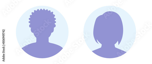 Vector flat illustration in purple-blue gradations. Avatar, user profile, person icon, profile picture. Suitable for social media profiles, icons, screensavers and as a template.