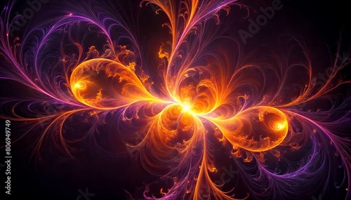 Colorful Abstract Fractal with Orange and Purple Wave