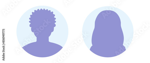 Vector flat illustration in purple-blue gradations. Avatar, user profile, person icon, profile picture. Suitable for social media profiles, icons, screensavers and as a template.