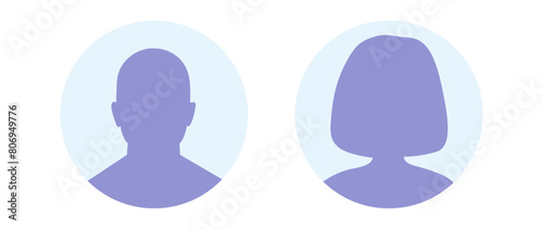 Vector flat illustration in purple-blue gradations. Avatar, user profile, person icon, profile picture. Suitable for social media profiles, icons, screensavers and as a template.