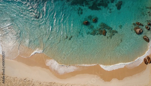 aerial view of a beach with waves