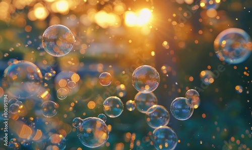 Wallpaper Mural Soap bubbles cascading in the sunshine, sparkling abstract background Torontodigital.ca