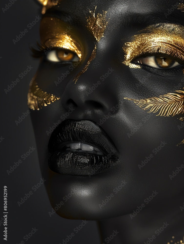 African Person with gold in her Face