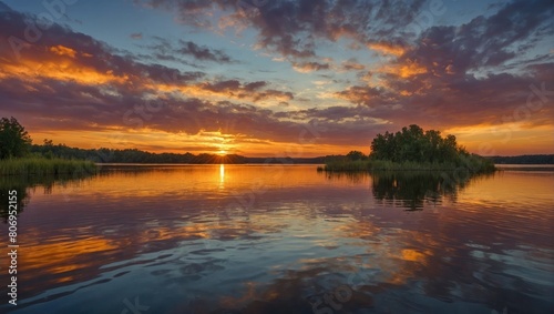 view of a lake at early morning sunrise