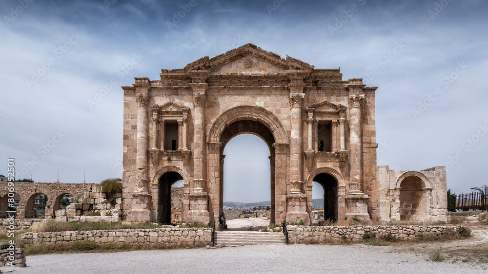 Arch of Hadrian is an ancient Roman structure in Jerash, Jordan