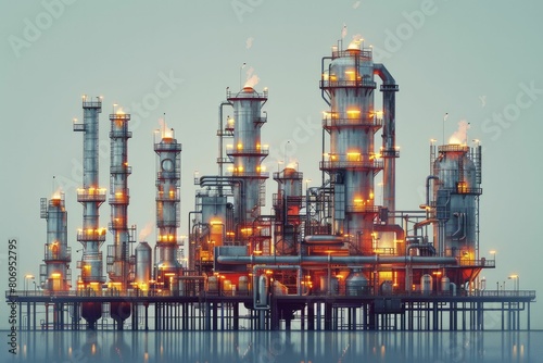 Clean and Detailed Vector Design of Oil Refinery Complex for Technology Promotions