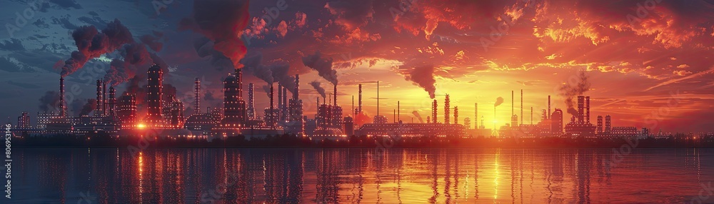 Fototapeta premium Crisp and Clean Oil Refinery Vector Design for Technical Training Programs
