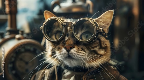 Captivating Feline Styled in Steampunk Finery photo