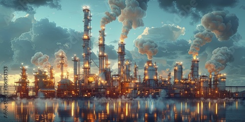 Detailed Oil Refinery Vector Design for Industry Newsletters and Updates