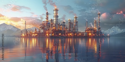 intricately crafted oil refinery vector design perfect for industry newsletters and updates.