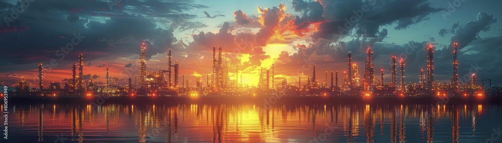 Detailed Vector Illustration of Modern Oil Refinery, Suitable for Tech Magazines Detailed Vector Illustration of Modern Oil Refinery, Suitable for Tech Magazines
