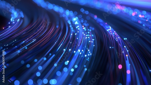 futuristic Visual digital data flow through fiber optic cables, abstract technology background.