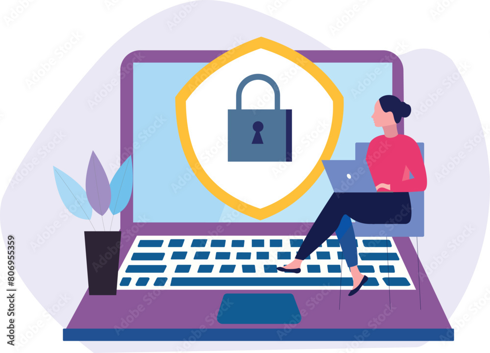 Fototapeta premium The girl is using a laptop.