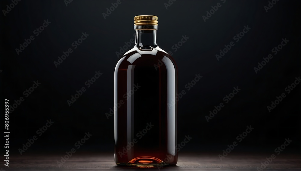 Wine bottles and syrup. suitable for mockups and branding products. isolated on black Background