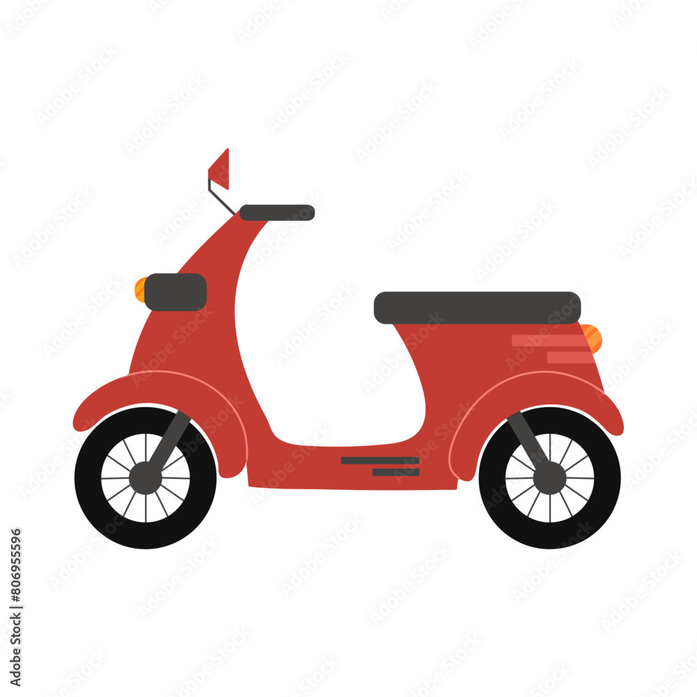 Motorbike in cartoon style isolated on white background. Cute motocycle vehicle flat design. Doodle transport for prints and logos. Vector illustration Motorbike in cartoon style isolated on white background. Cute motocycle vehicle flat design. Doodle transport for prints and logos. Vector illustration
