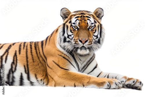Bengal tiger photo on white isolated background