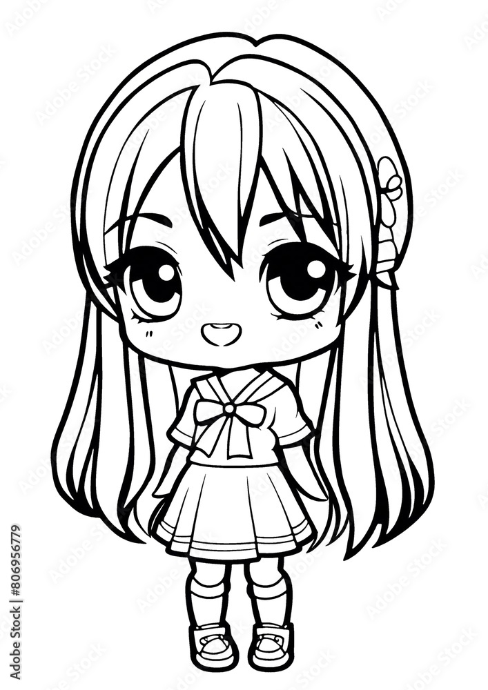 Cute Chibi Coloring Page: Delightful, Playful, and Perfect for Fun. Cute Chibi Coloring Page: Delightful, Playful, and Perfect for Fun.