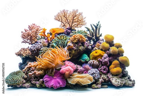 Coral reef underwater photo on white isolated background