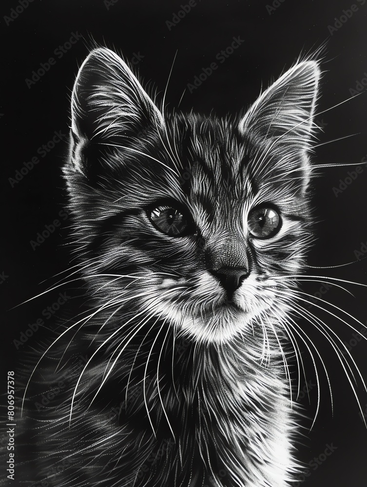 black and white cat portrait black and white cat portrait