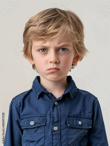 A young boy with blue hair