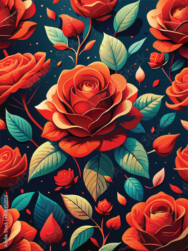 seamless pattern with red roses vector illustration  textile fabric or wrapping paper vector illustration  