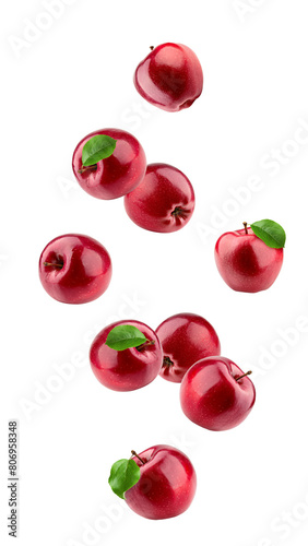Falling Red apple isolated on white background, full depth of field © grey