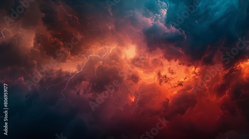 divine fury dramatic lightning storm illuminating turbulent skies abstract background © Bijac