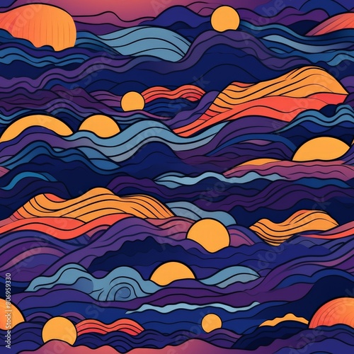 Colorful Waves and Sun Display
