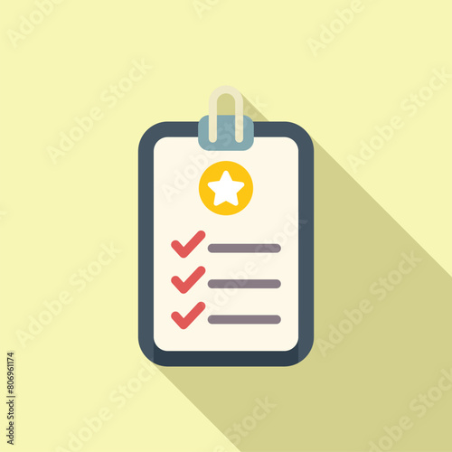 Reward clipboard icon flat vector. Gift service. Win benefit rewarding