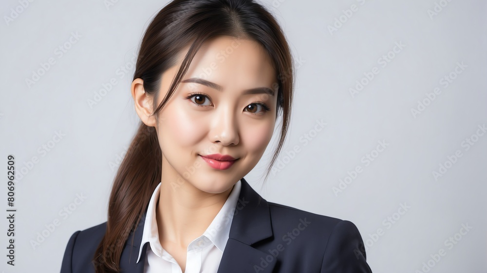 young asian businesswoman studio portrait on plain white background from Generative AI young asian businesswoman studio portrait on plain white background from Generative AI
