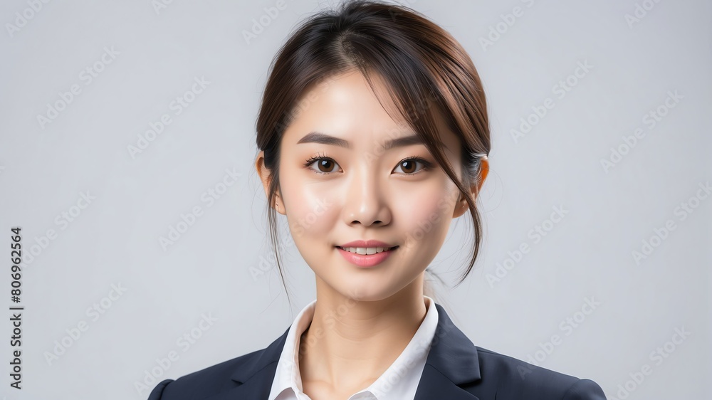 young asian businesswoman studio portrait on plain white background from Generative AI young asian businesswoman studio portrait on plain white background from Generative AI